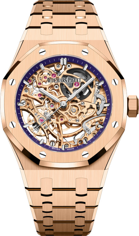 Audemars Piguet Royal Oak 37 mm Double Balance Wheel Openworked Pink Rose Gold Purple Inner Dial | 15467OR.OO.1256OR.02