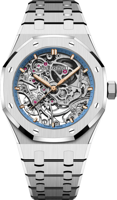 Audemars Piguet Royal Oak 37 mm Double Balance Wheel Openworked White Gold Light Blue Inner DIal | 15467BC.OO.1256BC.01